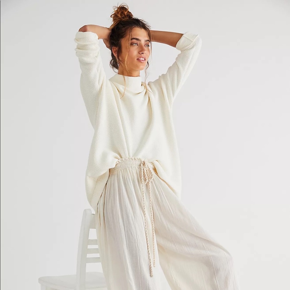 Free People Cream Turtleneck Sweater